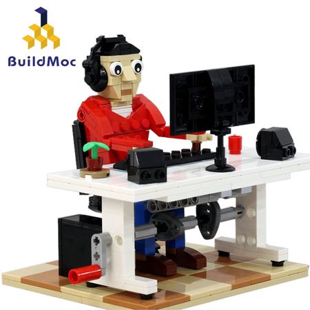 MOC City Building Blocks Laptop Office House Computer Office Worker Compatible Friends MOC Brick Kids Gift Toys For Children