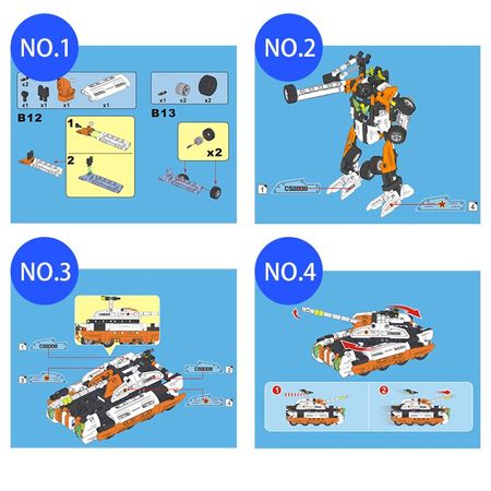 Cada 2 in 1 Deformation Robot Wheeld Tank Model Building Blocks Technic DIY Bricks Sets Education Toys for Children