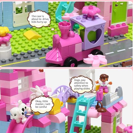 Girls Princess Castle Building Blocks Toy DIY Compatible Duploed Brick Assembly Bricks Construction Building Toys For Children