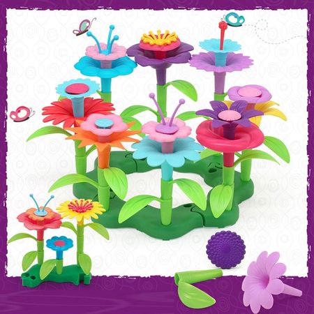 46Pcs/set DIY Beads Flowers Toys for Girls Dream Garden Series Flower Interconnecting Blocks Creative DIY Bricks Educational Toy