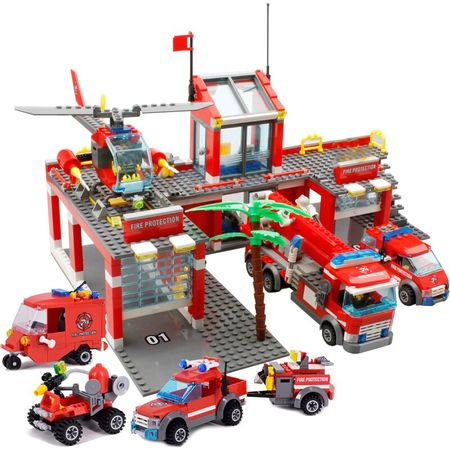 KAZI Fire Department Headquarters City Friends DIY Building Blocks Bricks Toys For Children Birthday Gifts