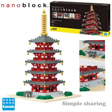 Nanoblocks Five Storied Pagoda NB-031 Challenge Deluxe Edition Creative Architecture Building Blocks Toys 1350 Pcs Mini Bricks