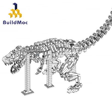 Buildmoc Jurassic Period Tyrannosaurus Plesiosaurus Fossil Dinosaur Skeleton 3D Big Blocks Diamond Show off Building Toy