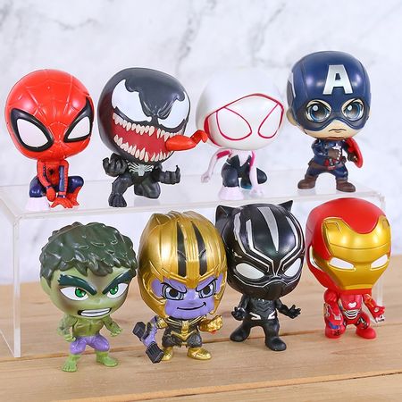 Marvel Spiderman Gwen Stacy Venom Thanos Hulk Captain America Iron Man Black Panther PVC Figures Dolls Toys 6pcs/set