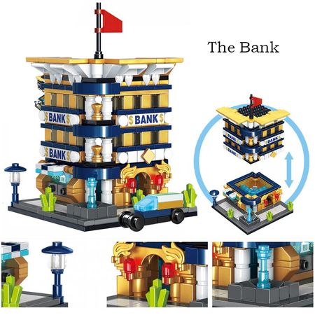 Architecture Mini Street View Restaurants Building Blocks Store Shop House Model DIY Mini Brick Figures Toys Fun Toys