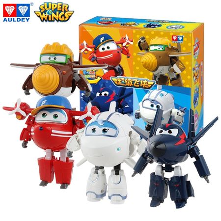 AULDEY Super Wings 4pcs Big 15cm Original Transformer Toy CHASE/ASTRA/TODD/FILP Airplane Robot Action Figure Toys Gifts for Kids