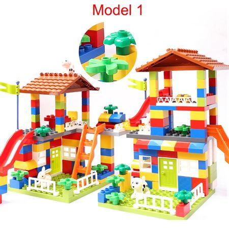 Big Size DIY Block City House Roof Big Particle Compatible Duploed Building Blocks Castle Educational Assembly Toy For Children