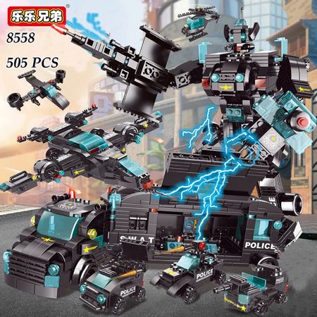 Legoinglys Police Robot Mini Figures Bricks Set 8IN3 SWAT City Police Station Building Blocks Children Car Truck For Boys Gifts