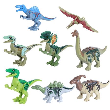 8pcs/Set YG77043 Jurassic Dinosaur Velociraptor Building Blocks Bricks double-ridgedon Spinosaurus baby toys gifts for children