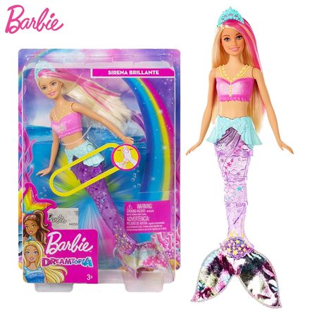Original Barbie Brand Mermaid Doll Feature Rainbow Lights Doll The Girls Toys For Chilren A Birthday Present Gift Boneca