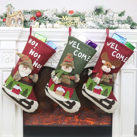 Christmas Xmas present deer Santa Claus Sock Gift Candy Bags Tree Hanging Party Stocking decoration products toys