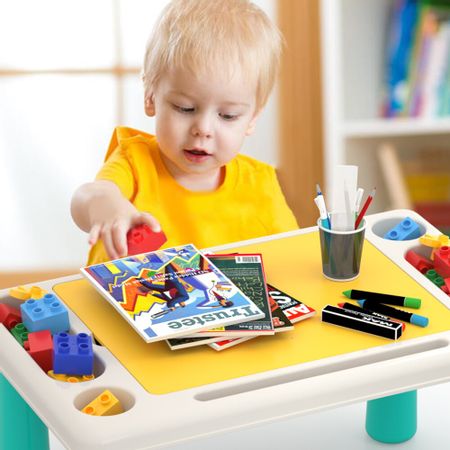 Building Block Table With 105 Pcs Big Bricks Marble Race Run Set Desk Compatible with Duploe Educaitonal Toys For Children Kids