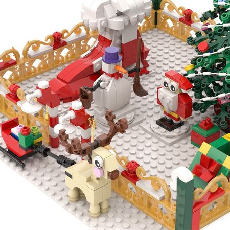 Friends Amusement park Christmas Winter Village City Train decoration Building Blocks Santa Claus Bricks Toys Gifts