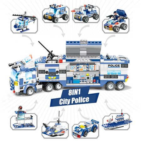 City Police Station Building Blocks Car Helicopter City House Truck Blocks Creative Bricks Toys For Children Boys