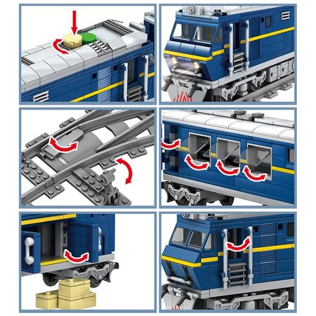 New City Train Power-Driven Rail Electric Train Track Car Bricks Creator Technic Train Station Building Blocks Toys for Children