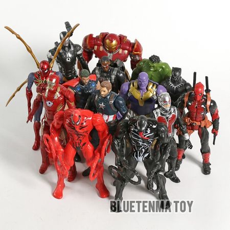 Marvel Avengers Venom Carnage Spiderman Thor Deadpool Hulkbuster Iron Man Black Panther Action Figure Set Toys Figure